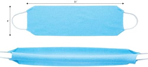 S&T Inc. esfoliando lavador corporal, esfoliante traseiro para chuveiro, esfoliante pano elástico com alças, 8 polegadas x 21 polegadas, azul, 1 pacote