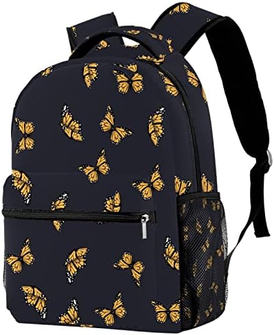 Niaocpwy Amarelo Butterfly Backpack Backpack School Tamanho médio, bolsa de viagem para mulheres meninas meninos adolescentes