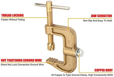 Grampo de solda de soldagem G Styles, 500A Brass sólidas CLAMPO TERRA 600mm Largura da mandíbula C, pinça de alavanca