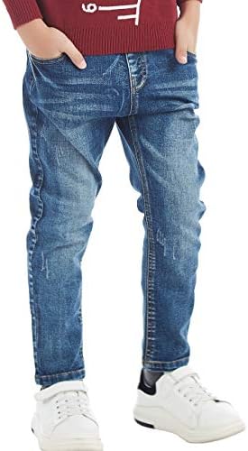 Calça de cintura elástica de jeans azuis de meninos para crianças 4-18