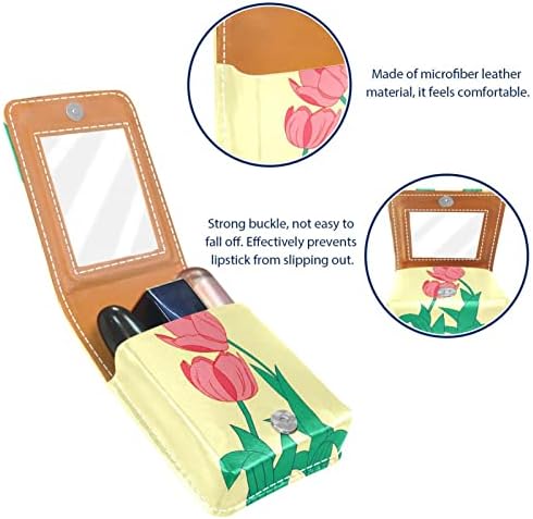 Caixa de batom de Oryuekan, bolsa de maquiagem portátil fofa bolsa cosmética, organizador de maquiagem do suporte do batom, desenho animado de tulip