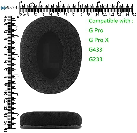 Geekria Comfort Velor Substituição Ear almofadas para Logitech G Pro, G Pro X, G433, G233 Headphones Earpads, Peças de reparo de almofada de fone de ouvido