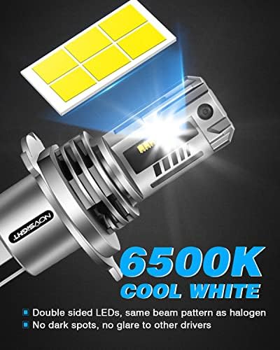 Lâmpadas de farol de LED de Novsight H4/9003/HB2, 350% mais brilhante 13000 Lumens Wireless Design Hi/Lo Kits de conversão de faróis