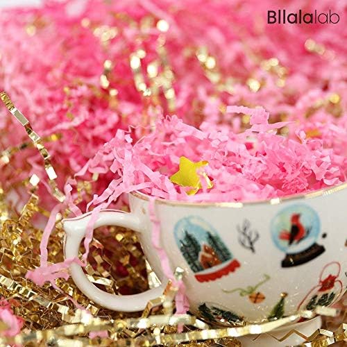 Bllalalab rosa e dourado Corte de papel grossa 1lb, Raffia Paper Gift Wapping Casket Saco de recheio e embalagem, variation variations