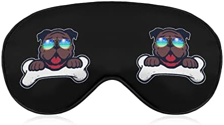 Bulldog francês usando óculos de sol Máscara de olho engraçada Máscara de olho macio capa de olho com sombra noturna de cinta ajustável para homens mulheres