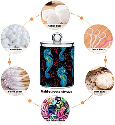 INNEWGOGO Seahorse coral rosa 2 pacote de pacote de algodão Dispensador de bola de cotonete de algodão Lata de bancada de plástico