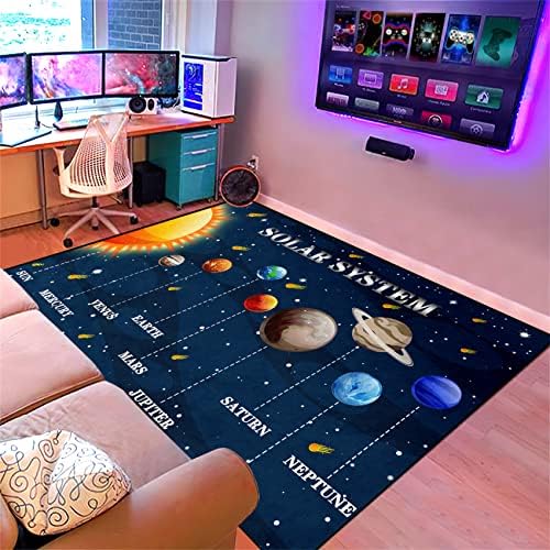 Galaxy Area Rugs Universo Sistema Solar Planeta Tema Pequenos tapetes Espaço para crianças Rapo de aprendizado educacional para crianças para sala de estar quarto de cristal de cristal de cristal de cristal, tapetes de piso, 2'5 '' × 4 '