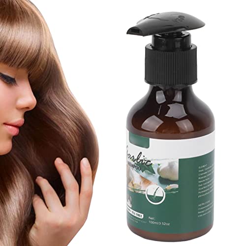 Shampoo de alho, 100 ml, shampoo de perda anti-pHII com óleo orgânico, homens mulheres extram coceira em alívio de