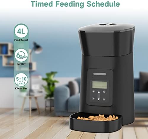 Alimentadores de animais automáticos para gatos, alimentador de gatos de alimentos 4l, alimentador de cães com timer programável,