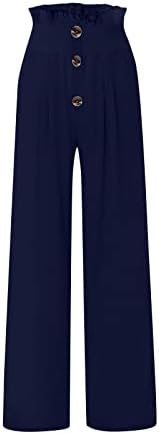 Calças de ioga com bolsos para as elegantes calças listradas listradas de cintura alta com cintura