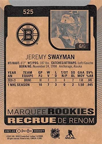 2021-22 O-PEE-Chee #525 Jeremy Swayman RC Rookie Boston Bruins NHL Hockey Trading Card