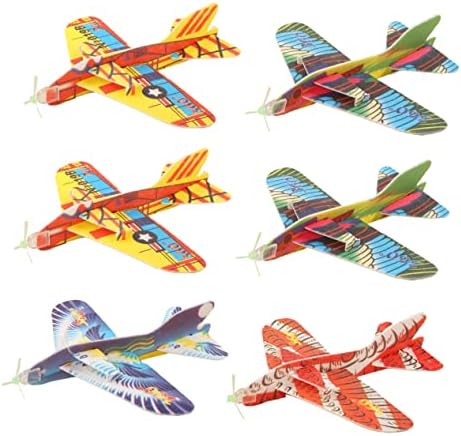 Toyandona 6pcs Avião de brinquedo rotativo Toy Flying Toy Kids Educational Toys Glider Aviões para crianças planos leves montados modelos