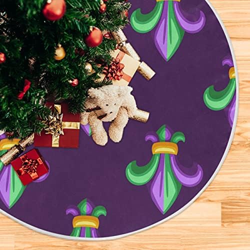 Saia de árvore de natal roxa mardi gras 36 polegadas decoração de casa para saia de árvore de Natal para decorações de festas de Natal