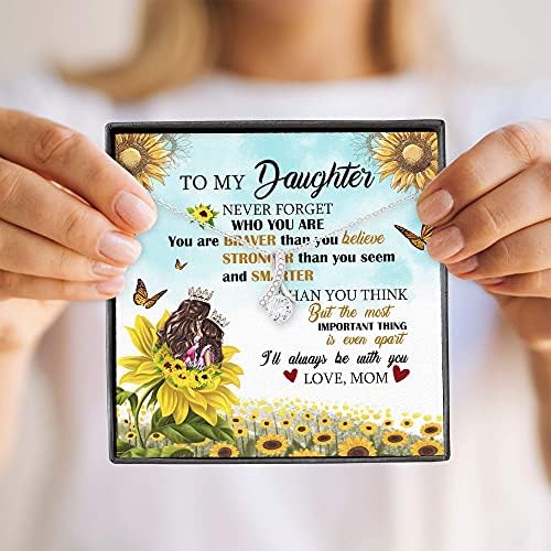 Jóias de cartão de mensagem, colar artesanal - colar da filha - para minha filha - sempre estarei com você - ab bv717