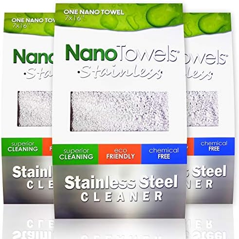 Nano toalhas limpador de aço inoxidável 3 pacote | O incrível pano de limpeza de aço inoxidável livre de aço inoxidável | Kid & Pet Safe | 7x16