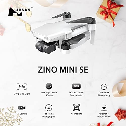 Hubsan Zino Mini SE Drone || Drone da câmera 4K com gimbal de 3 eixos, 249g, 5 milhas de transmissão, tempo de vôo de 40 minutos