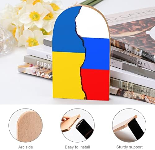 Bandeira russa e ucraniana Livros de madeira não esquiadores livros de livros Livro Livro Ends suporta prateleiras de estantes decoração