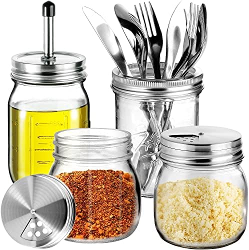 Garrafa de óleo de cozinha de jarra rústica e cruzeiro de óleo e vinagre, suporte de utensílio, raquetes de sal e pimenta frascos