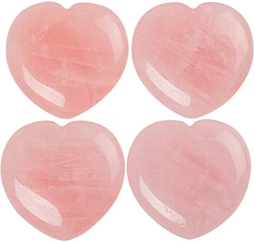 Ufeel 4pcs rosa natural quartzo puff coração amor pedra de palmeira para chakra reiki balanceamento de preocupação stone