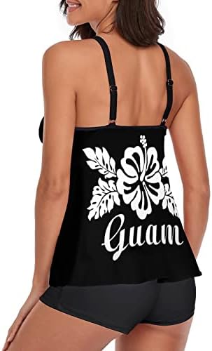 Hibiscus Flowers Guam Tankini Tankin Tampo de maiô com Boyshorts Duas peças Terno de banho de roupas de banho