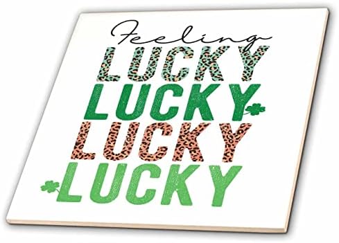 3drose St Patricks Day sentindo -se sortudo Lucky Lucy - azulejos