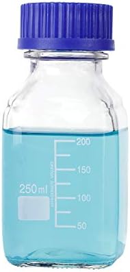 Moonetto 10 pacote 250 ml graduado em reagente quadrado/garrafa de vidro de armazenamento com tampa de parafuso de polipropileno