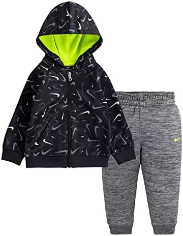 Nike meninos therma-fit swooshfetti zip capuz e calça 2 peças