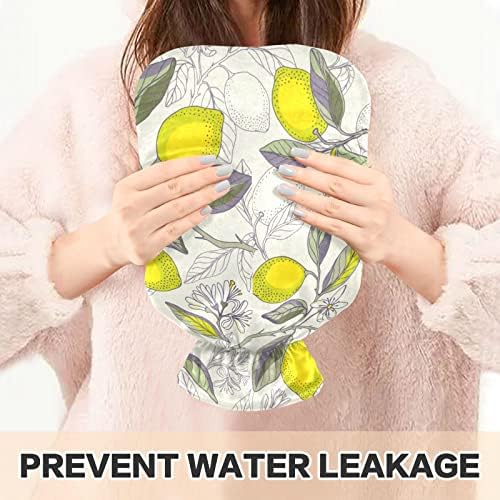 Garrafas de água quente com limões de tampa saco de água quente para alívio da dor, cólicas menstruais, bolsa de aquecimento de 2 litros