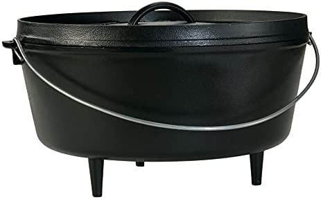 Lodge Deep Camp Dutch Forno, 10 QT e Camp Holandch forno tampa do forno. Estoque de barras pretas de 9 mm para levantar e transportar fornos holandeses.