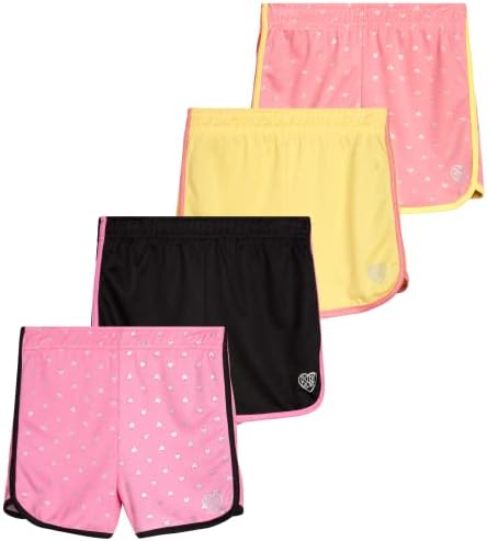 Body Luve Girls 'Active Shorts - 4 Pack Mesh Athletic Performance Gym Dolphin Shorts