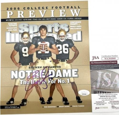 Brady Quinn assinou o Notre Dame Football Sports Illustrated 8x10 Photo w/JSA COA - Fotos autografadas da faculdade