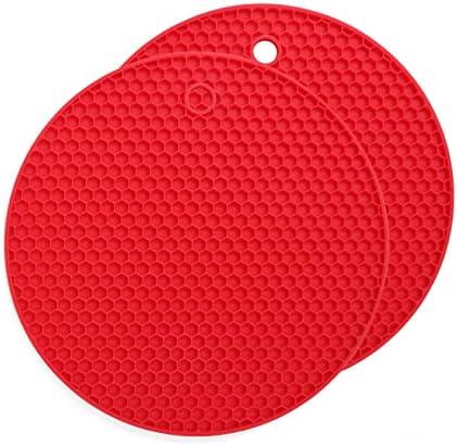 TRIVERTOS DE SILICONE HOMERERAL 2PCS Para panelas e vasos quentes resistentes a calor para pratos quentes portadores de panela não deslizante macios para o balcão da cozinha （redondo × 2, vermelho)