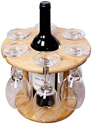 Totou Wine Glass Holder Bamboo Com mesa de vinho, secando racks de secar acampar para 6 copo e 1 garrafa de vinho