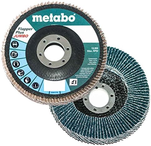 Metabo 629490000 4,5 x 7/8 Flapper Plus Jumbo Abrasives Flap Discs 40 Grit, 10 pacote
