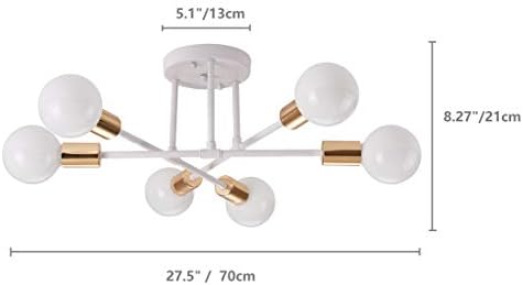 GDLMA Modern Sputnik Candelier Luz de teto com 6 luzes para quarto, sala de estar, sala de jantar, cozinha, escritório