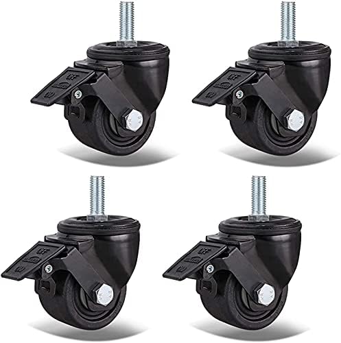 Rodas de rodízio de HJRD, 4pcsNoTerers Rodas giratórias Double Beaindustrialers, rodas de nylon de substituição para bancada, carrinho/freio/75mm/3in