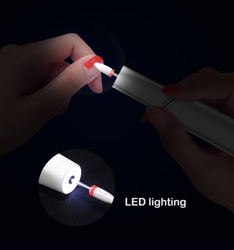 Máquina de pedicure de manicure de manicure para perfuração de unhas elétricas com arquivo de ferramentas de caneta leve LED