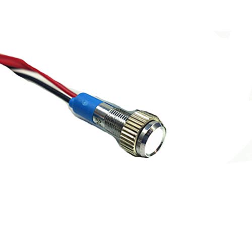 4 PCs Luz indicadora de metal 12 mm, sinal de segurança leve à prova d'água de 220V Luz de aviso de aviso com fio de 15 cm, branco