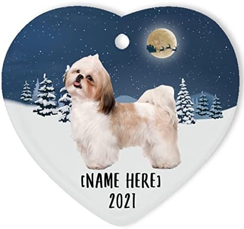 Orgulho Shih Tzu Dog Ornamentos para 2023 Árvore de Natal Nome Personalizado Presentes 2024 Decorações de véspera de Ano Novo