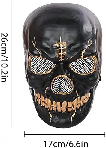 Máscara de crânio de meia cabeça preta de plástico, máscara em movimento, máscara de maxilar do crânio de Halloween para