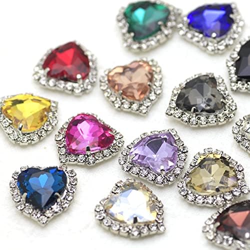 5pcs 3d Diamond Big Heart Crystal Charmms Germ Rhinestones Studs 12x13mm, Decorações de arte de unha Manicure Jewelry Acessórios #C5002 -