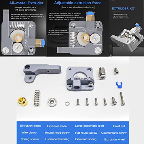 Kit de impressora 3D de atualização da CREALIDADE com extrusora de liga cinza MK8 MK8 + Capricorn Bowden PTFE Tubing +