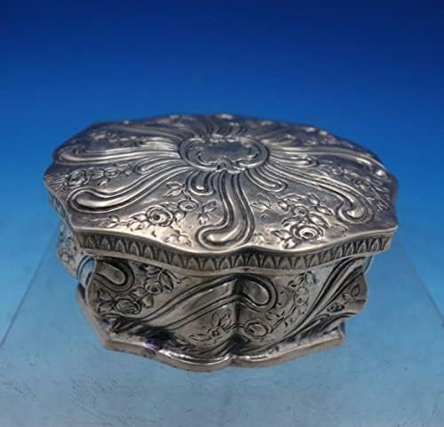 Gebruder Dingeldein Caixa de prata esterlina alemã RococO recortado oval