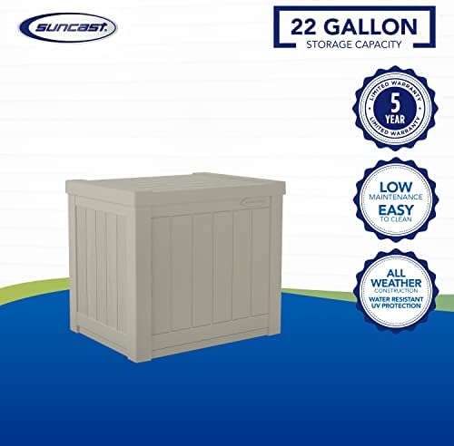 Caixa de deck pequena de 22 galões - resina leve, recipiente de armazenamento interno/externo e assento para almofadas de pátio, ferramentas