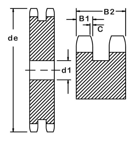 Ametric® 2062a43 métrica 2062a43 ISO 12b-2 placa de aço Sprocket 43 dentes para a Amtric® No. 2062 Corrente de fios duplos