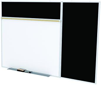 Ghent Style B 4 x 16 pés Placa combinada, quadro branco magnético de porcelana e quadro de avisos de borracha reciclada, bronzeado, feito nos EUA