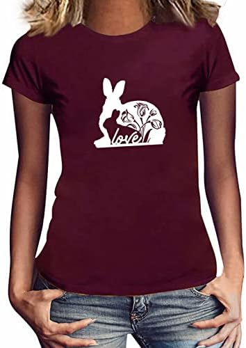 Camiseta de páscoa de verão feminina camiseta curta camisetas de coelho