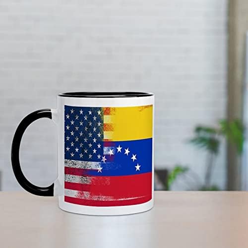 American e Venezuela Flag Creme Creative Creative Black Inside Coffee Cup de canecas Durável Handel