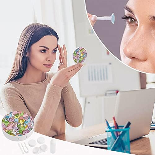 Kit de viagem para lentes de contato do Rainbow Unicorn, caixa de contato portátil com mirror tweezers removedor de soluções