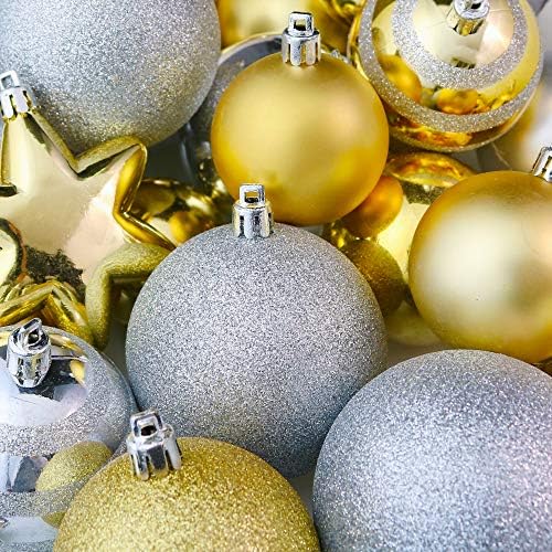 Rn'd Christmas Snowflake Ball Ornaments - Floco de neve pendurado no Natal e sortimento do ornamento de bola Conjunto com ganchos